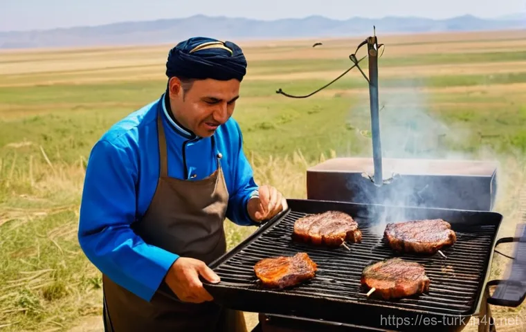 투르크메니스탄 식문화 - **A Vibrant Turkmen Palaw Feast.**
    A high-angle, richly detailed photograph captures a tradition...